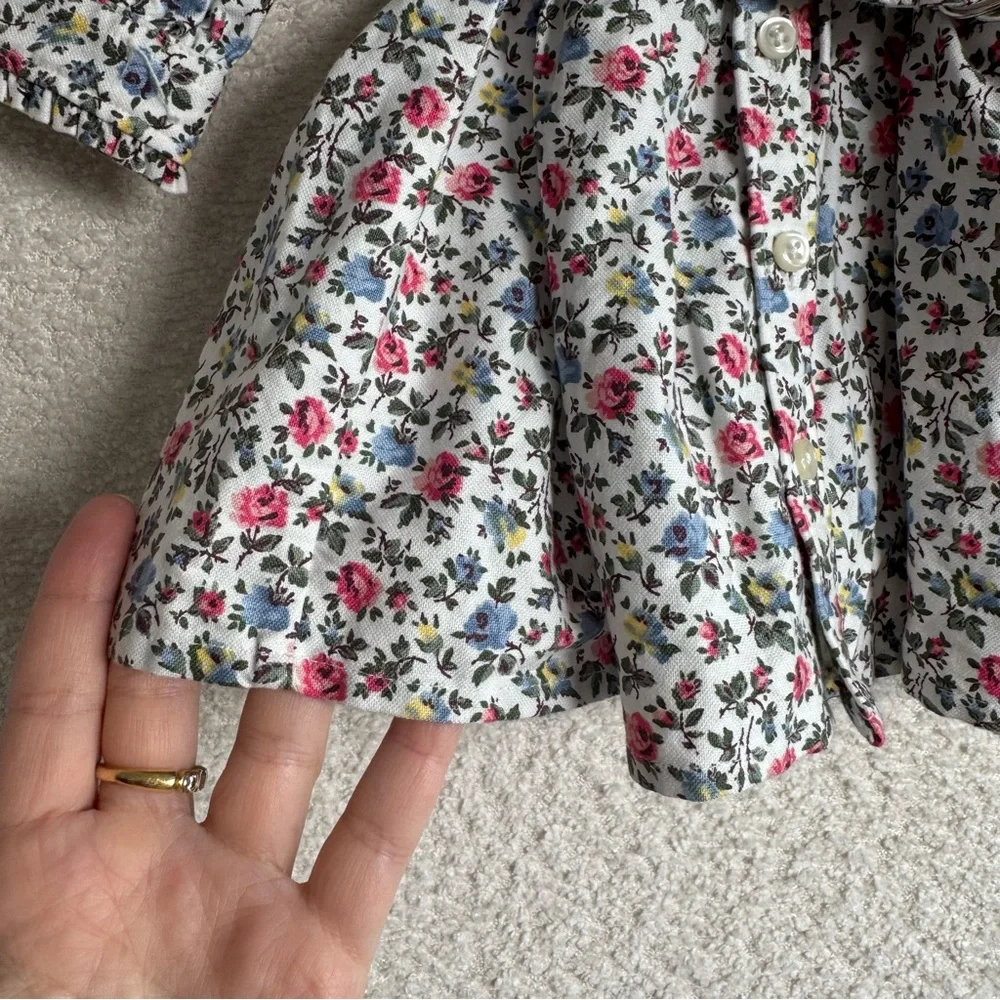 Ralph Lauren Baby Girls White‎ Floral Collar Button Down Belted Dress 3 Months